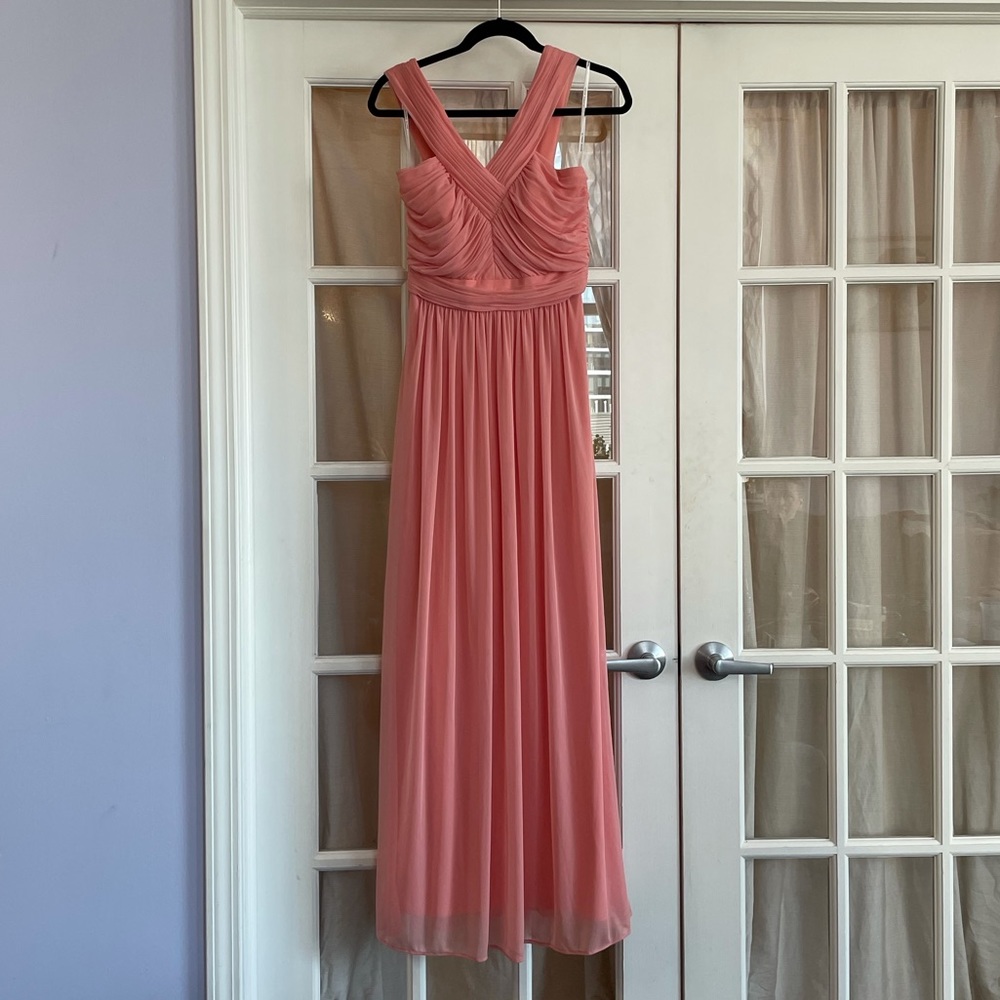 Alfred Sung Apricot Pink Coral colored Long Dress